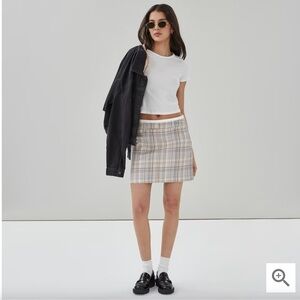 Urban Outfitters Preppy Plaid Mini skirt Creme Orange Size Medium